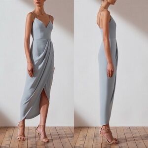 Shona Joy Draped Satin Mini Dress in Blue Women’s Size‎ 10.